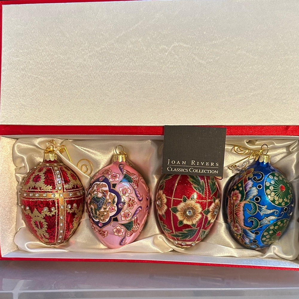 Joan Rivers Holiday Ornament Set - Red, Pink, Blue, Gold